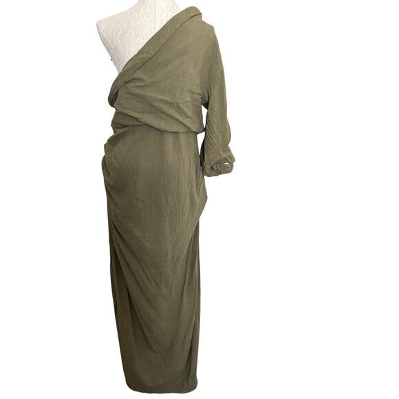 JLUXLABEL OLIVE EVITA LINEN DRAPED DRESS  Slit Adjustable Bustier 3XL SOLDOUT - Picture 5 of 10